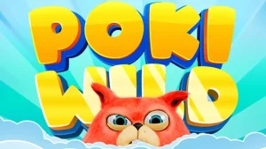 Poki Wild slot game screen featuring classic arcade aesthetics